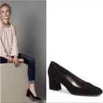 Stuart Weitzman  MaryMid Suede Block Heel Pump in‎ Black Size 8 Narrow Photo 1