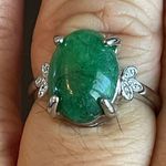 S925 silver green jade stone ring size 7.5 Photo 8