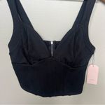 Blashe Los Angeles NWT Black Sleeveless Corset Bustier Crop Top Zipper Medium Photo 2