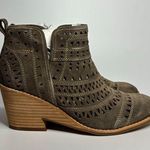 Sofft Sallie Perforated Suede Wedge Heeled Bootie in Taupe Brown Size 9 Photo 0