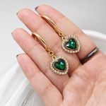 Emerald Heart Earrings Green Photo 2