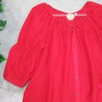 Anthropologie VANESSA VIRGINIA Silvi Red Silk Sheer Peasant Blouse Womens Size S Photo 7