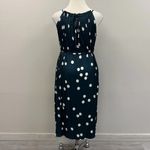 Soma  Dark Teal & White Polka Dot Pleated Tie Midi Bra Dress - Size XL Photo 3