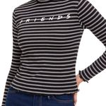 Love Tribe Juniors Friends Graphic Striped Mock-Neck Long Sleeve Top Photo 0