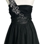 Teeze Me  Black One Shoulder Dress with White Floral Accent Photo 0