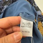 PROSE & POETRY Dress Womens X Small Blue Gold Eyelet Tiered Bell Sleeve Anthro Size XS Photo 3