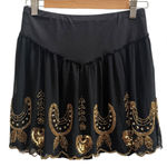 Free People Vintage Black Gold Bead Sequence Chiffon Overlay Mini Skirt Small Photo 0