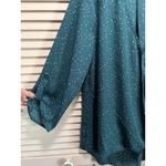 Peace & Pearls  Green/Wh Polkadot Chiffon‎ Wrap Front 3/4 Tab Sleeve Blouse Sz M Photo 2