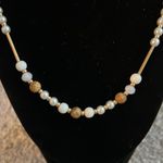 Gold chain with pearls, whites, and gemstone bead necklace White Photo 1