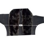 H by Halston Silk Cashmere Blend Black Knit Cardigan XL Faux Fur Collar Luxury Photo 4