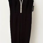 ALEXA B Nite Women’s Jumpsuit Sz 8 Sleeveless V Neck Jeweled Sequin Mesh Black Photo 0
