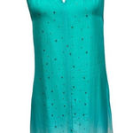 Greylin Anthropologie 100% Silk Turquoise Ombré Halter Draped Hem Size S Photo 0