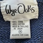 Vintage Sweater Floral Embroidered Cardigan Button Front Size M Blue Cotton Knit Size M Photo 7