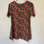 LuLaRoe Rose Print Stretch Tunic Top Pink Yellow Green — Size Small Photo 1
