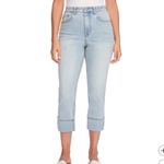Frye Women's Cuffed Crop Jean Stretch High Rise Relaxed Fit Light Blue Wash 32 Photo 9