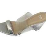 BP Nordstrom Size 9.5 Women’s Clear Heel Sandals Block Heel Silver Evening Photo 0