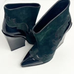 Sergio Rossi  Black Green Western Pointy Toe Ankle Booties, EU 36 Photo 0