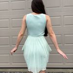 Bebe Y2K Mint Green Mulberry Silk Draped Cowl Neck Going Out Mini Dress Small Photo 4