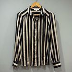 Cream/Black Haver & Blair Striped Blouse Size M EUC Black Size M Photo 2