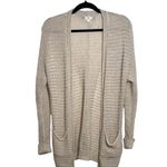 Pink Rose Tan Pocket Open Front Slouchy Knit Sweater Cardigan Photo 0