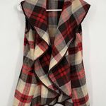 Plaid Fall Waterfall Coat Vest Jacket Checkered Red Brown Small Photo 0
