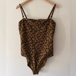 Aerie Leopard Textured Bandeau One Piece Swimsuit Removable Straps Full Coverage Photo 1