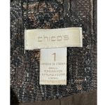 Chico's Womens Size Medium Dressy Brown Black Shimmer Sequin Bead Blazer Jacket Photo 2