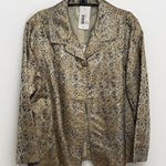 Chico's Size 2 Metallic Jacquard Tandie Jacket Gold Damask Blazer Women's Large Photo 0