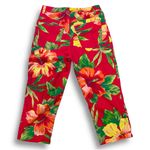 Ralph Lauren Vintage Ralph by Red Yellow Floral Hibiscus Cropped Capri Pants Photo 7