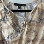 Harvé Benard  Beige Boho Floral Blouse with 3/4 Sleeves, Size M Photo 1