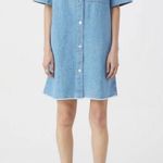 Closed denim krysten button down short sleeve collared shirt dress S Blue Photo 0