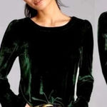 Anthropologie by  Green Velvet Open Back Long Sleeve Top Size XL Women’s Photo 0