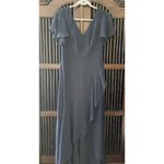 Ever Pretty NWT Ever-Pretty Women's Dress Double V Neck A Line Ruffle Hem Backless Blue L Photo 3
