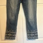 Anthropologie Driftwood Colette Jeans Cropped Embroidered Hem Jeans Size 28 Southwestern Boho Photo 2