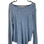Michael Stars Blue Striped Cotton Blend Long Sleeve Blouse Women Sz OS Photo 0