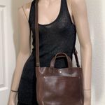 PLG PORTLAND Leather Goods “Almost Perfect” Mini Crossbody Tote Bag Brown Photo 4