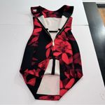 Calvin Klein Black Red Floral Scuba Knit Sleeveless Sheath Dress Size 6 Photo 5