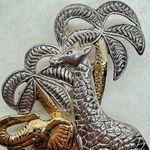 Vintage MJ Brooch Pendant Elephant Giraffe Palm Trees Gold Silver Tone Signed Photo 1