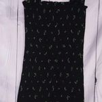 Aritzia Wilfred Luella smocked mini dress in a black with green leaf print Photo 0