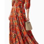 Cara Cara Quinn 100% cotton floral maxi dress cherry bouquet orange size XL Photo 0