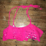 PINK - Victoria's Secret Victoria’s Secret S hot pink cutout overlay  stripe bikini top Photo 0