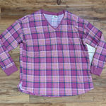 Cato Plaid V-Neck Pullover Long Sleeve Knit Top Casual Comfy Size Large Photo 0