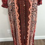 Free People  Small Mexicali Rose Maxi Dress Strawberry Mixed Print Boho Romantic Photo 5