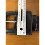 Banana Republic Vtg Y2K Black Leather Belt Sz M/L Oversized Buckle 1990's-Italy Photo 7