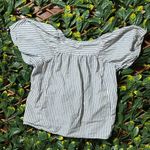 Madewell  Striped Courtyard Flutter-Sleeve Top in Stripe XXS Photo 4