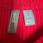 ASOS Red Ribbed A-line Sweater Dress Knee Length Holiday Party Size 10 Photo 2