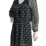 Madewell Woodland Dress Artisan Floral Women Sz 4 Black Tassel Tie Smocked Boho Photo 3