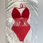 NWT hot pink crochet one piece bathing suit Size L Photo 3