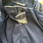 White House | Black Market Navy Blue Tweed Freyed Edge Blazer Jacket Size 8 WHBM Photo 7