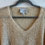 Hayden Los Angeles Sweater Oatmeal Distressed Hem Knit V Neck Sweater Sz L EUC Photo 2